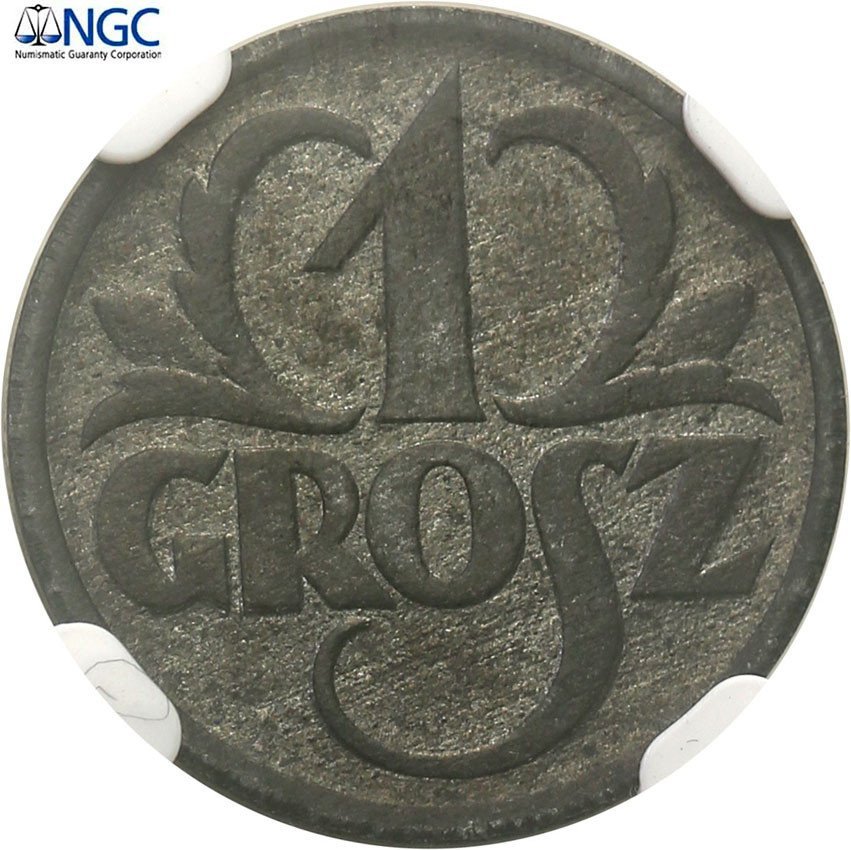 Generalna Gubernia. 1 grosz 1939 cynk NGC MS64